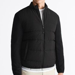Zara Men's Hybrid Panel Puffer Jacket in black